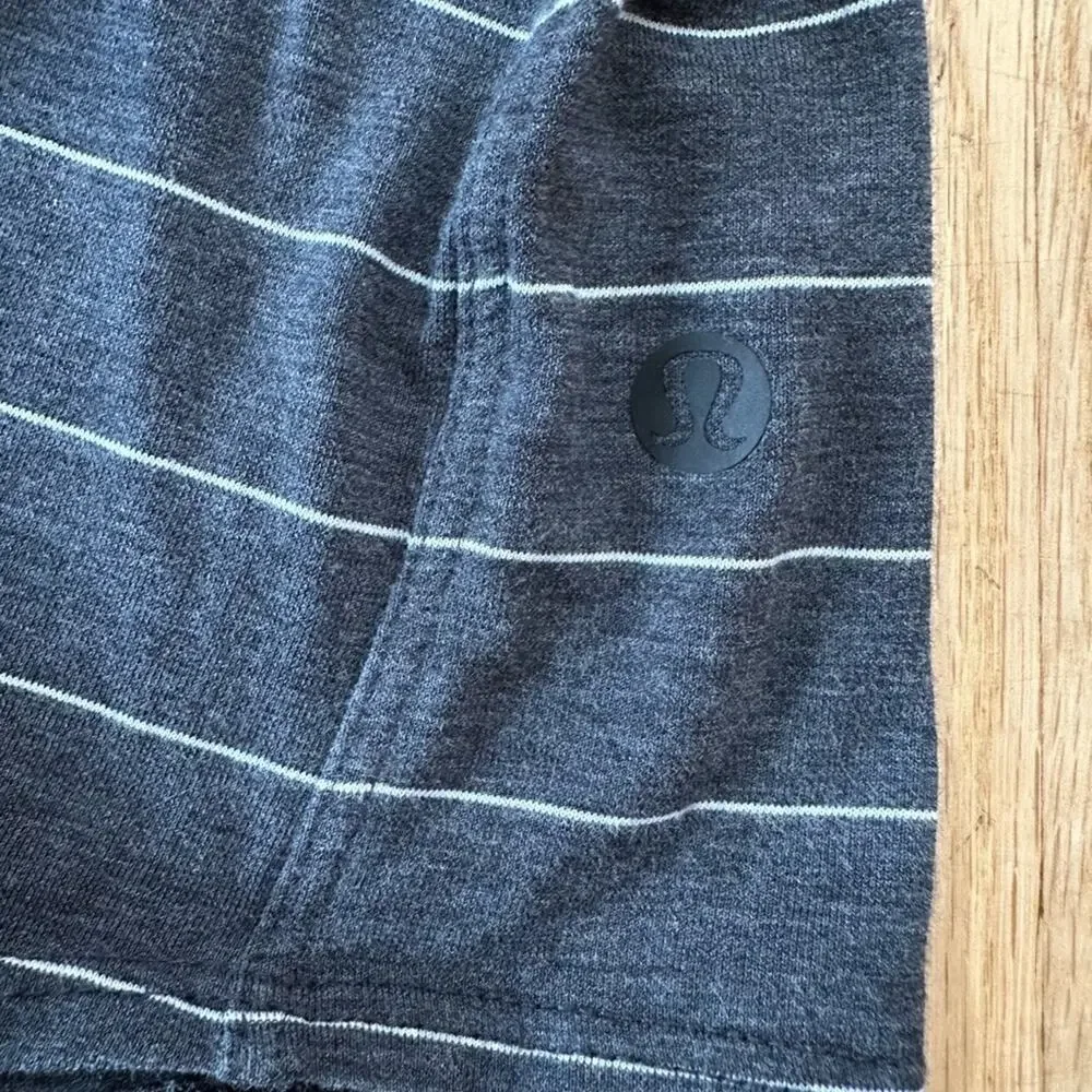 Lululemon Time To Restore Short Sleeve Stripe Heathered Gray Tee Sz 2